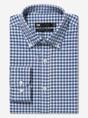 Modern Fit Blue Gingham Button-Down Shirt